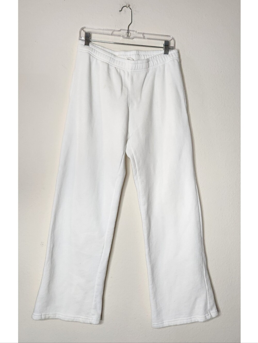 John Galt Womens S/M White Fleece Knit Sweatpants Pockets Bootcut